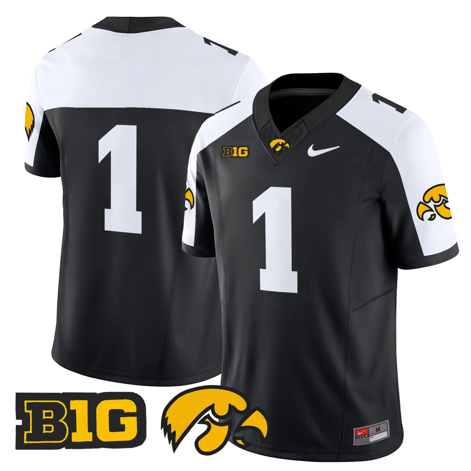 Men Iowa Hawkeyes #1 No Name Black Nike 2024 Vapor Limited NCAA Jersey